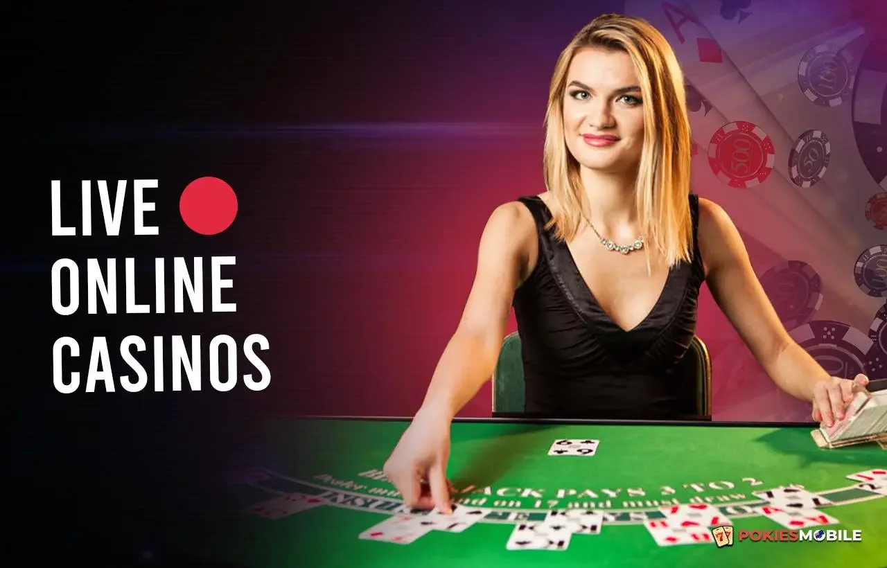 Tampilan meja kasino live dengan dealer dan kartu permainan