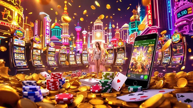 Reel dan simbol permainan slot di layar